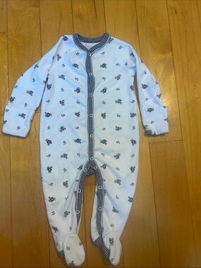 Ralph LaurenBlue Printed Footed Baby One-Piece 6M